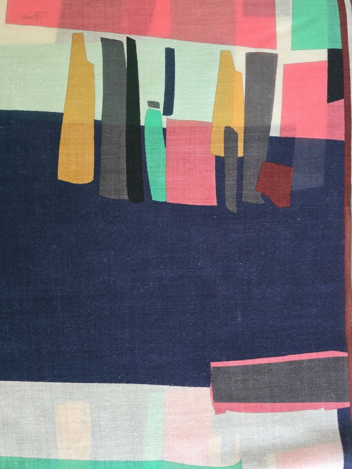 Vintage Emilio Pucci Firenze Silk Voile Abstract Geometric Long Scarf / Shawl