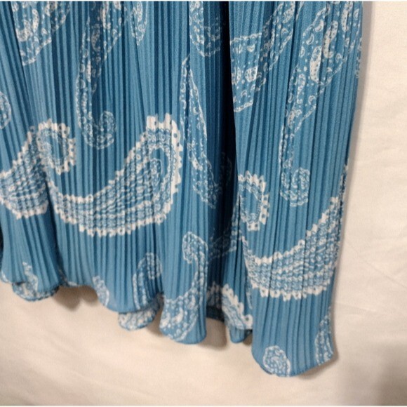 Vintage Hal Ferman Paisley Pleated Dress Women’s 18 Blue Retro 90s Y2K Fairy