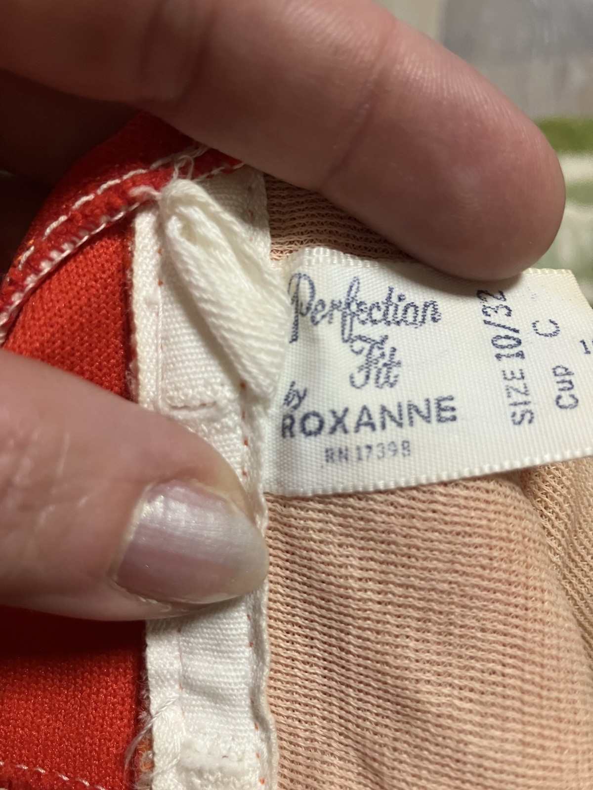 Vintage Roxanne Bikini Swimsuit Red Orange High Waist Two Piece Pinup USA 32C