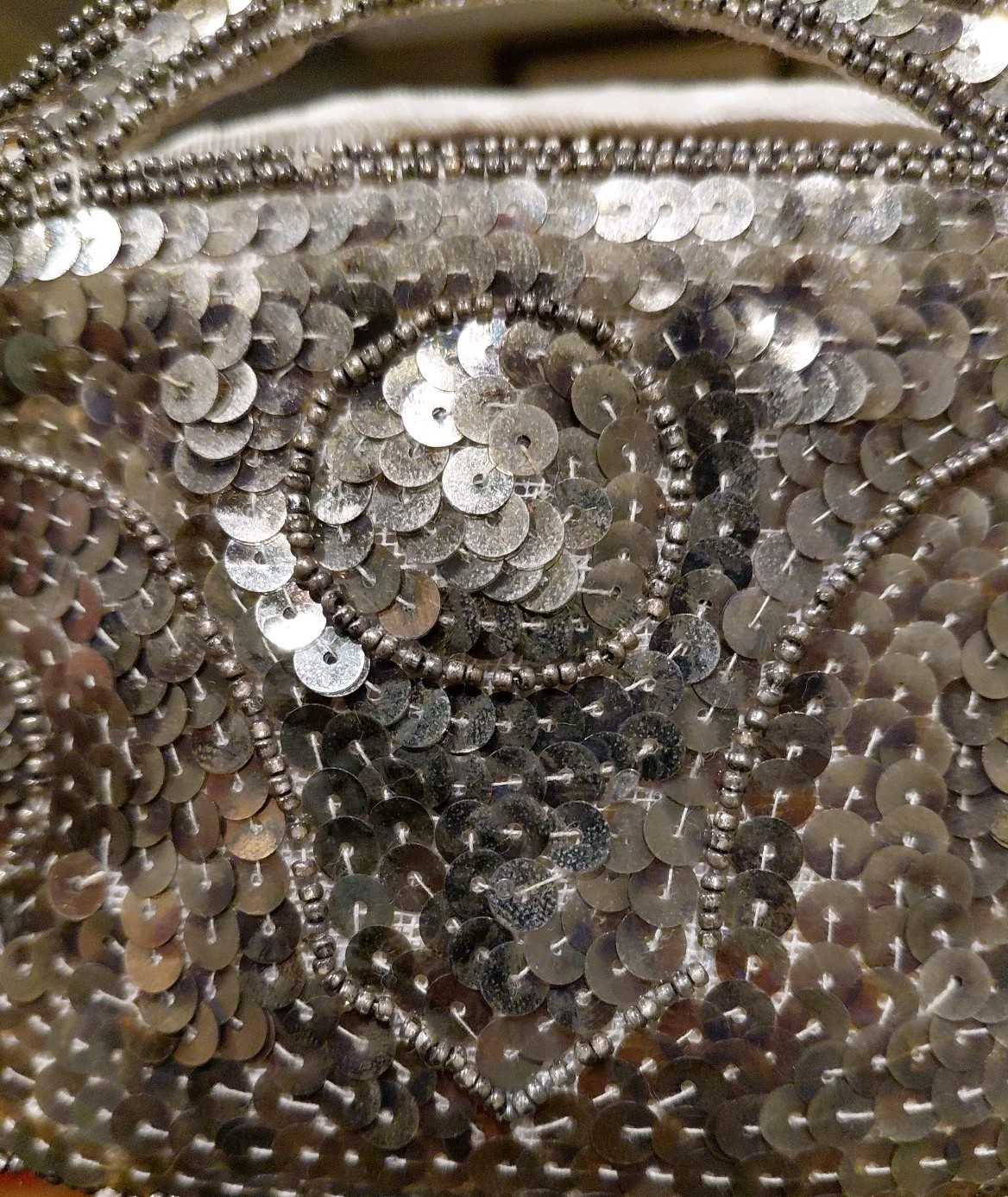 Vtg Czech Art Nouveau Green Beaded Evening Clutch Purse & Mirror Czechoslovakia