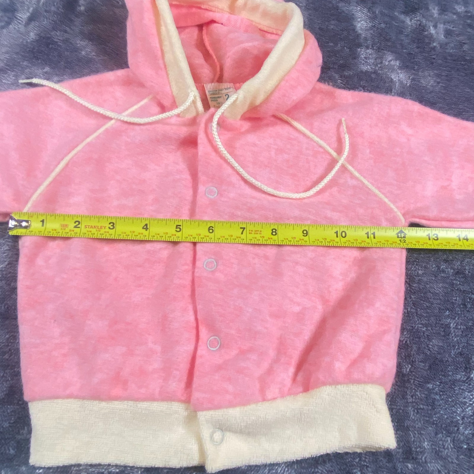 Vintage 70s JCPenney NOS Toddle Time Hoodie 2T Pink White Unisex USA Terry Cloth