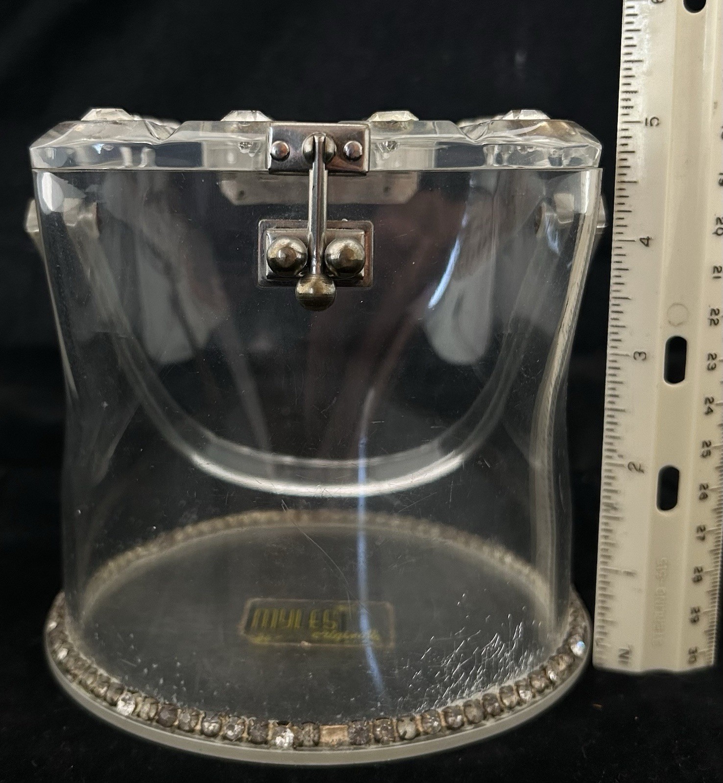 Vintage Myles Original Clear Lucite with Rhinestones Purse CA. 1950s-60s
