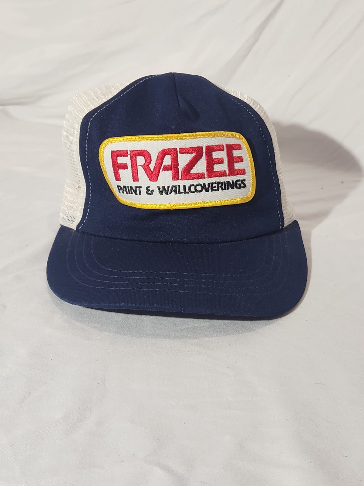 Vintage FRAZEE PAINT & WALLCOVERINGS Mesh Snapback Blue White Trucker Cap Hat