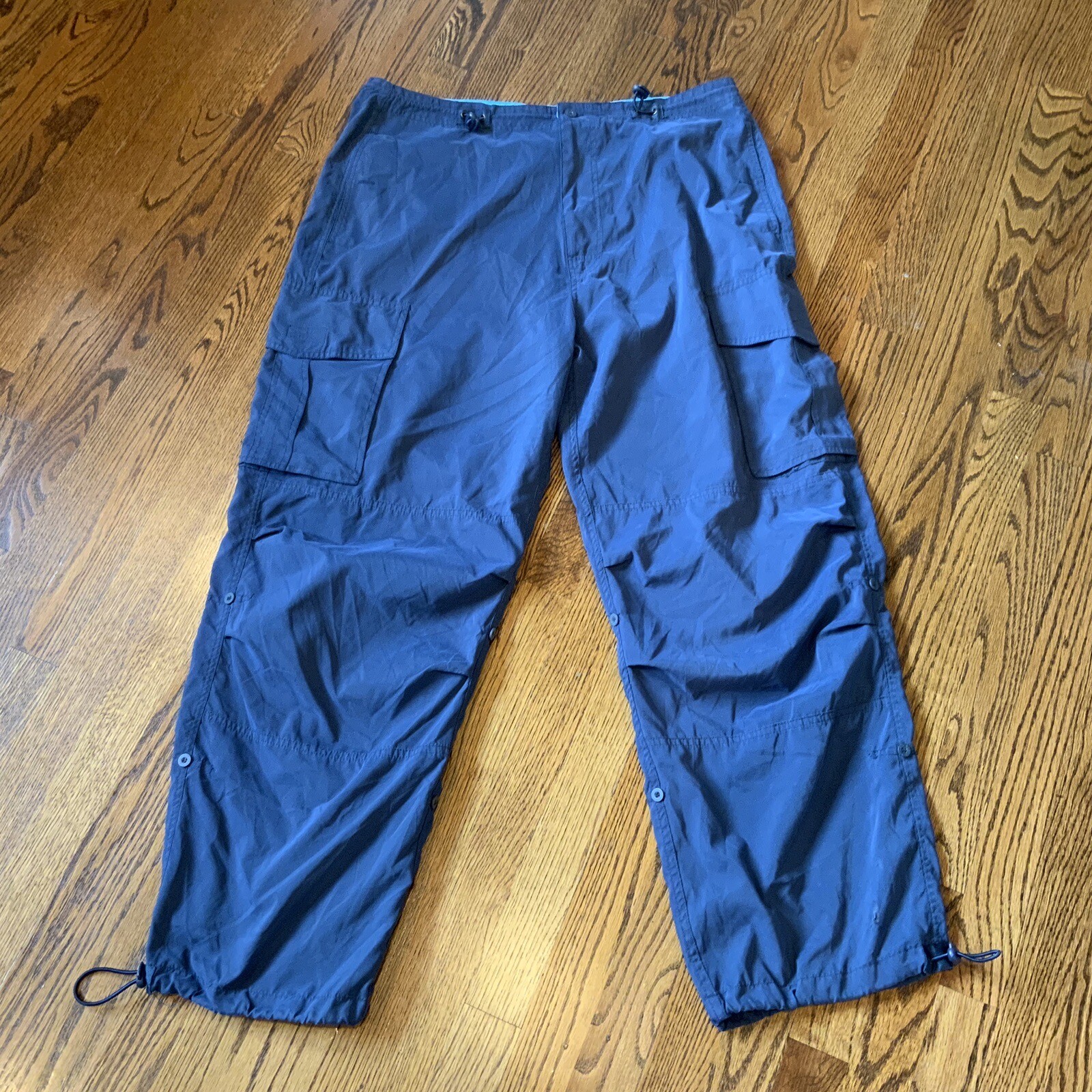 VTG 90s Y2K Baggy Cargo Pants Balloon Leg Pockets Gorp Core Sz XL Cinch Waist