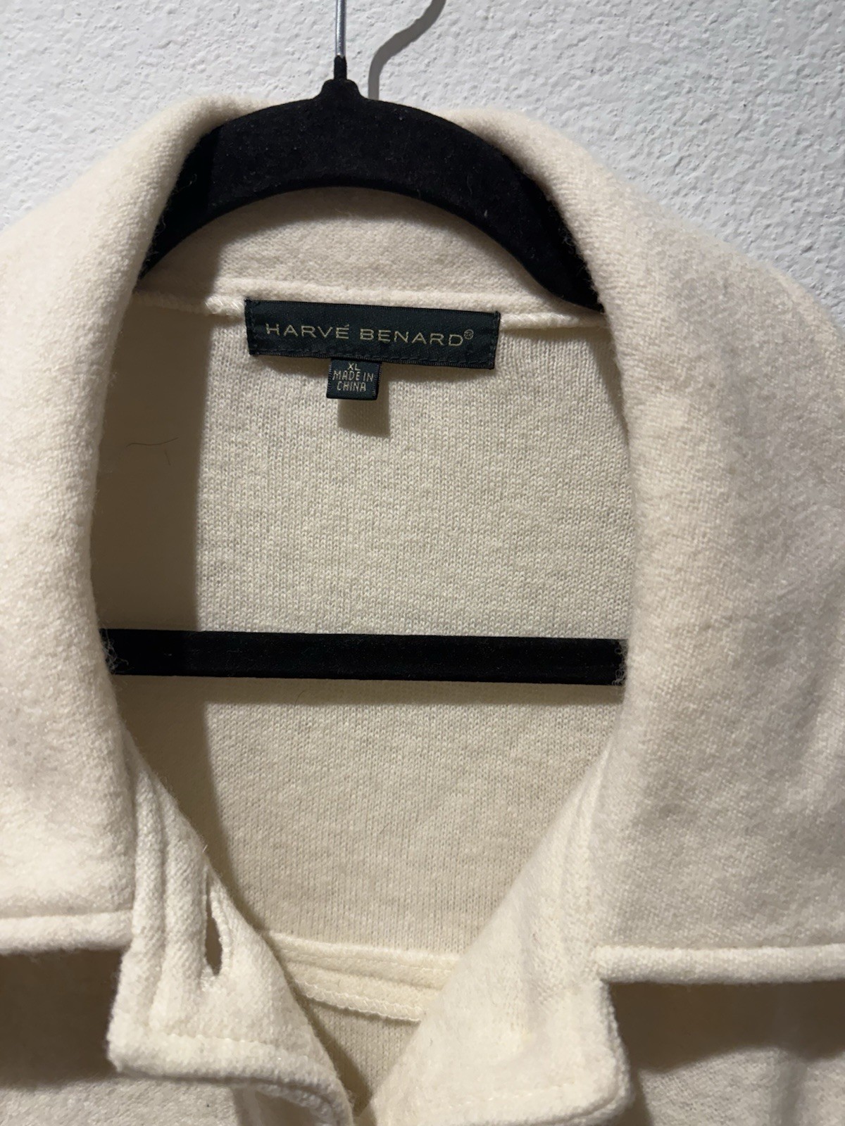 Harvé Benard Women’s Cream Wool Belted Casual Jacket Size XL Preppy Business