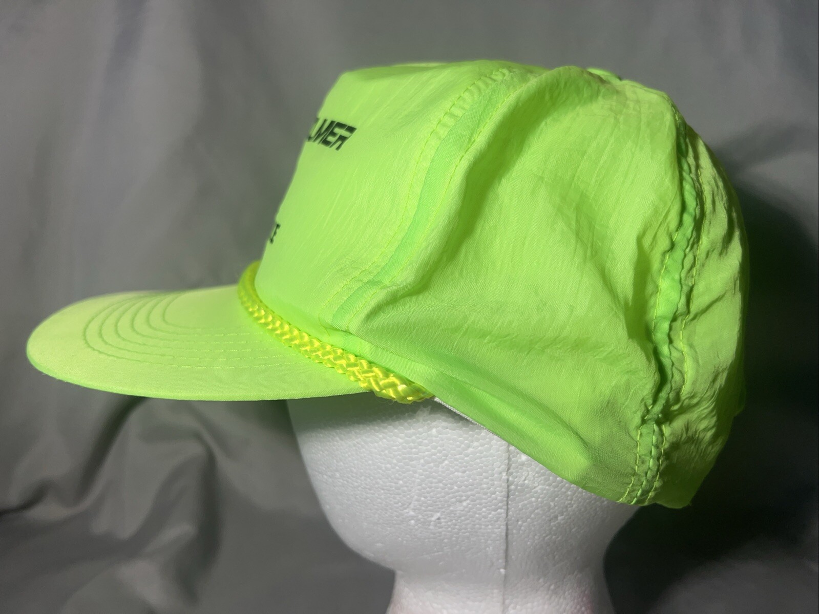 Vintage Perkin Elmer Performance Day-Glo Neon Yellow Hat Cap SnapBack 1993