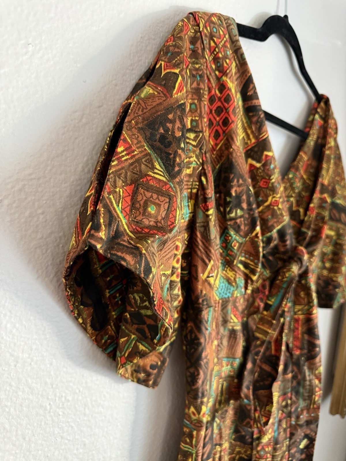 Vintage Mildreds of Hawaii 60s 50s Tiki Hawaiian Maxi Midi Dress Brown Large XL