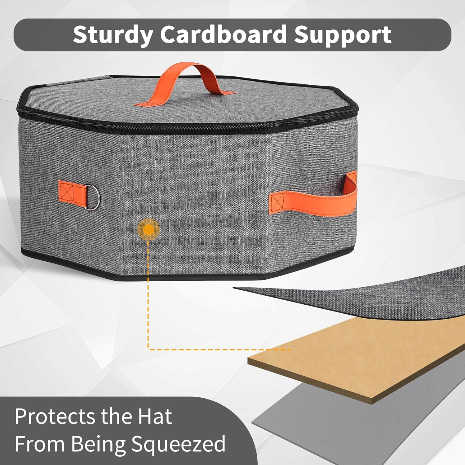 Hat Storage Box for Women & Men, Hardboard Support Cowboy Hat Boxes with 1 Door