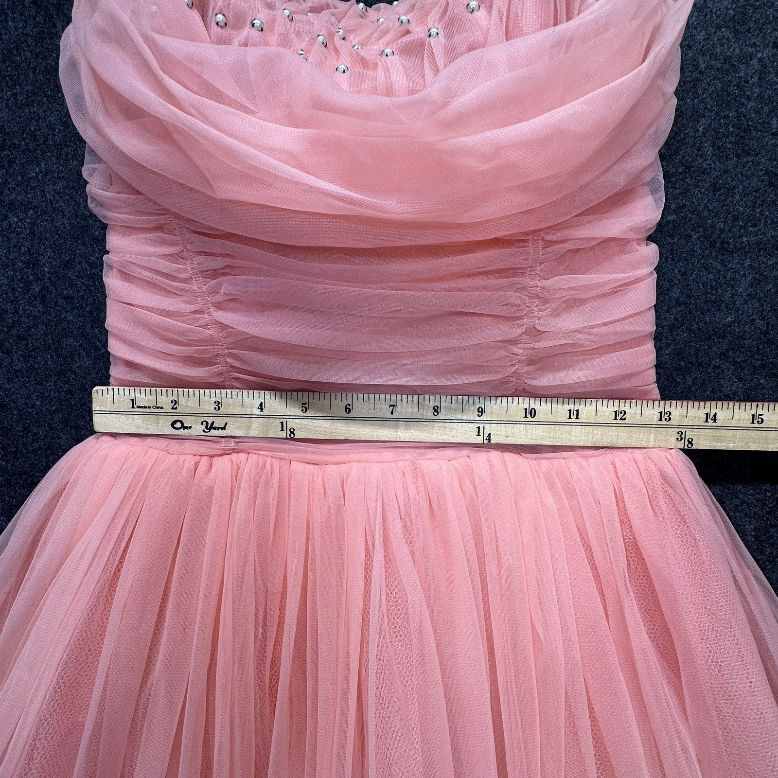 VTG 50s Coral Tulle VLV/ Coquette/whimsy/fairy Dress S Waist 25 In