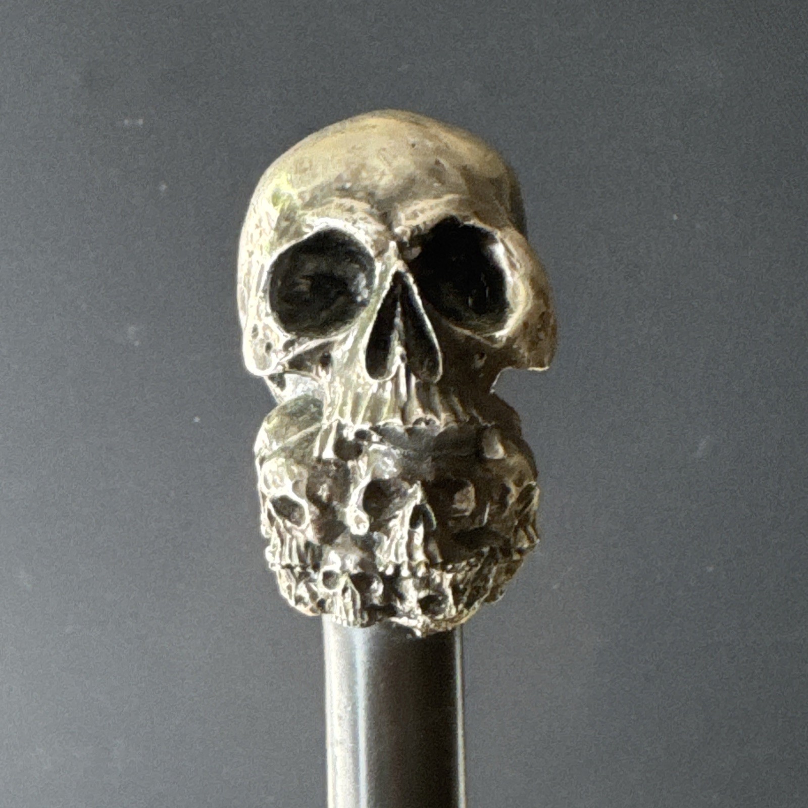 Gothic Skull Cane Metal Walking Stick Halloween Cosplay Staff 35in