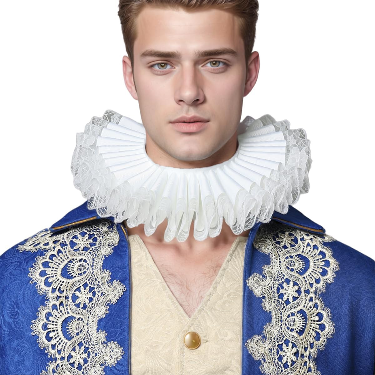 Renaissance Elizabethan Ruff Neck Ruffle Collar Clown Costume Accessory
