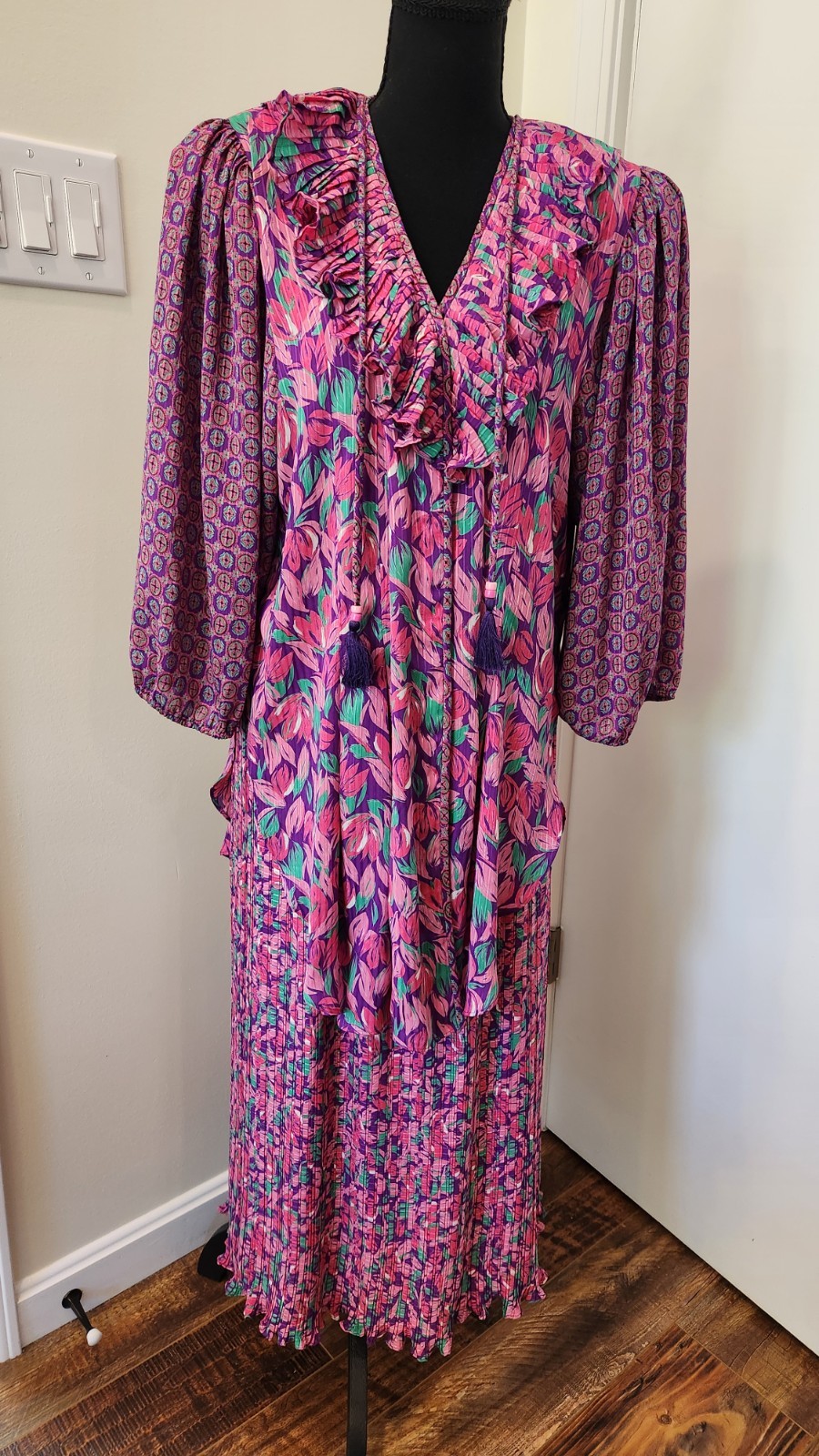 Diane Freis Vintage Georgette Co-Ord Dress Top Matching Skirt Size M /L