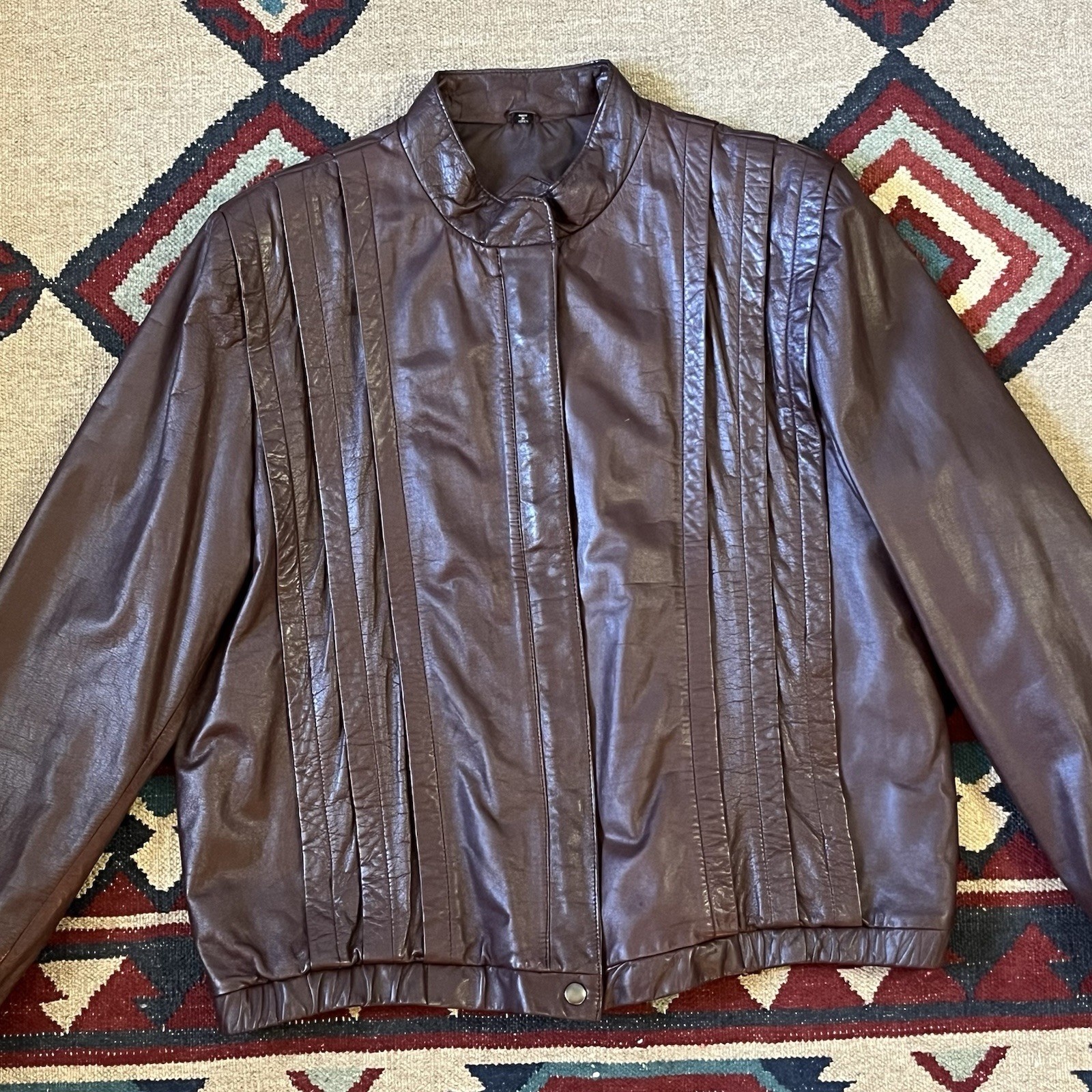 Vintage 80s Leather Jacket Women’s Size 22.5 Winks Lane Brown Zip Up