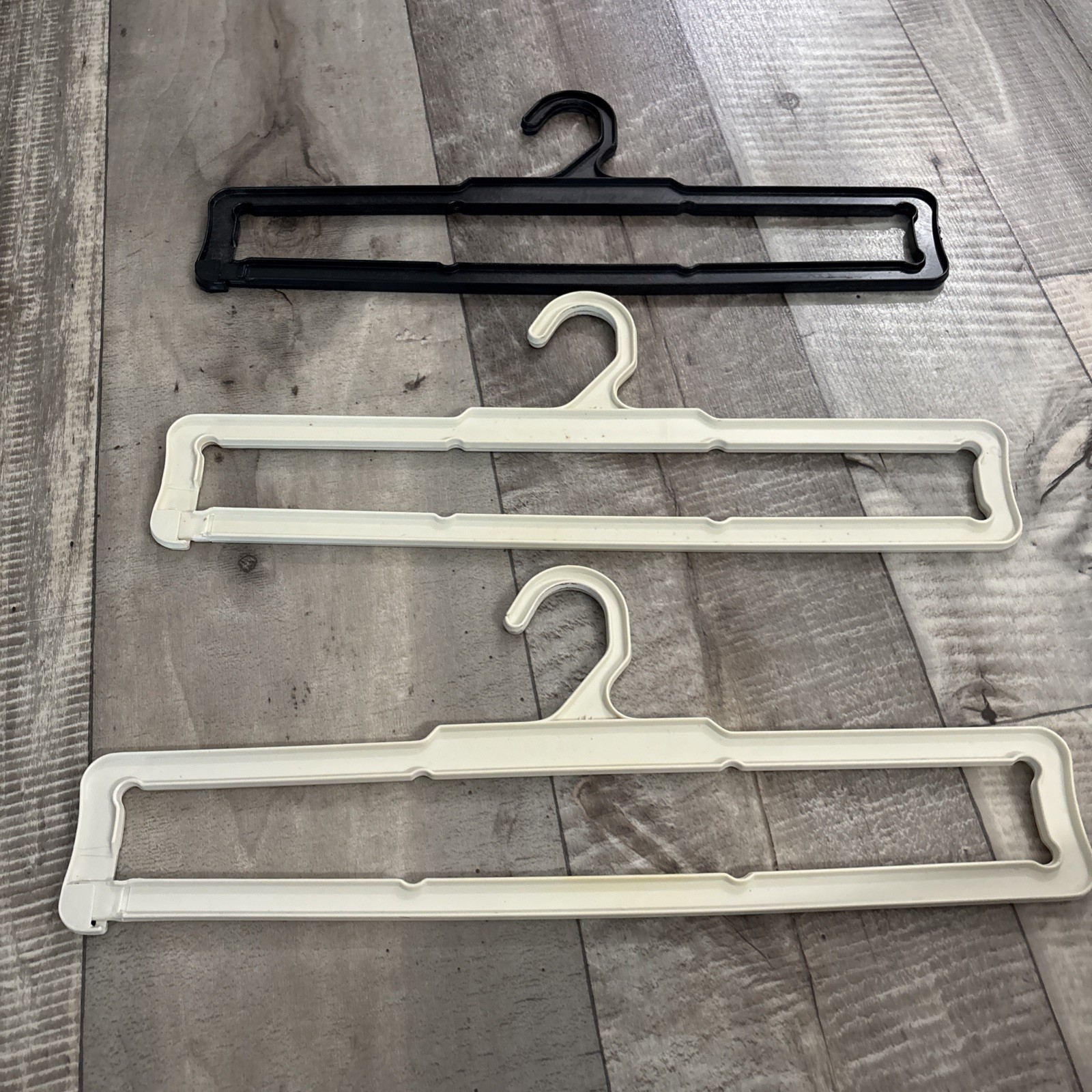 3 Vintage Accessory Plastic Hangers. 19” Each. For Tablecloths, Blankets, Etc