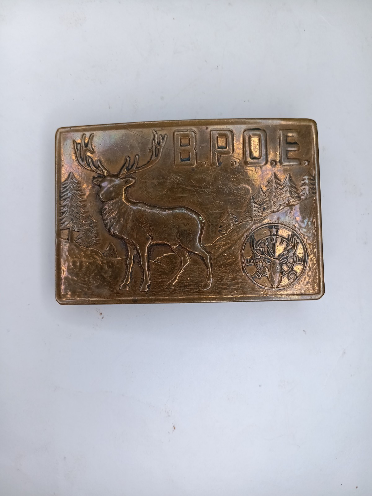 Vintage Elks BPOE Solid Bronze Belt Buckle Harry Klitzner Co Fraternal USA