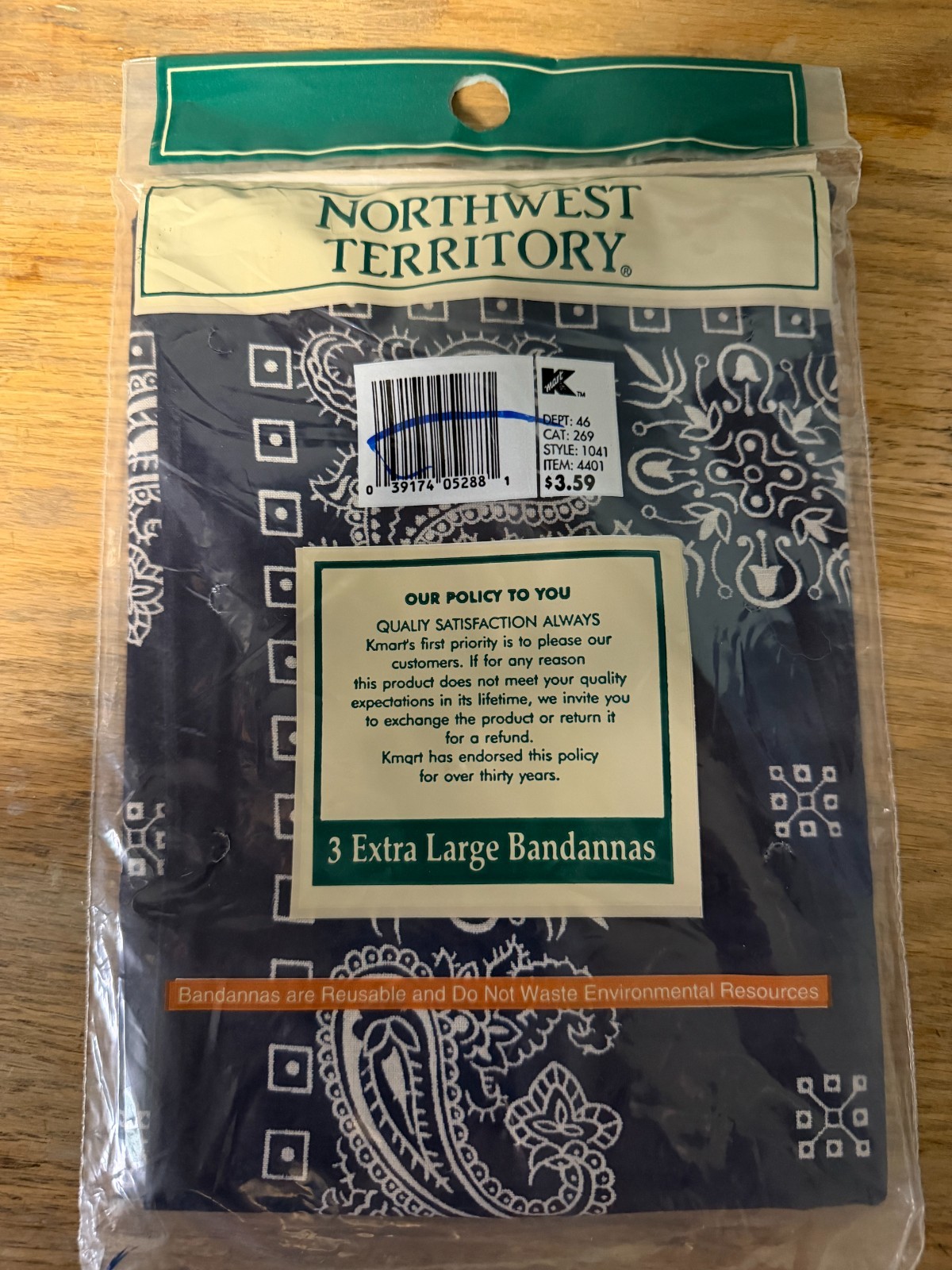 Vintage Northwest Territory BLUE Bandanas 100% Cotton Extra Large NEW