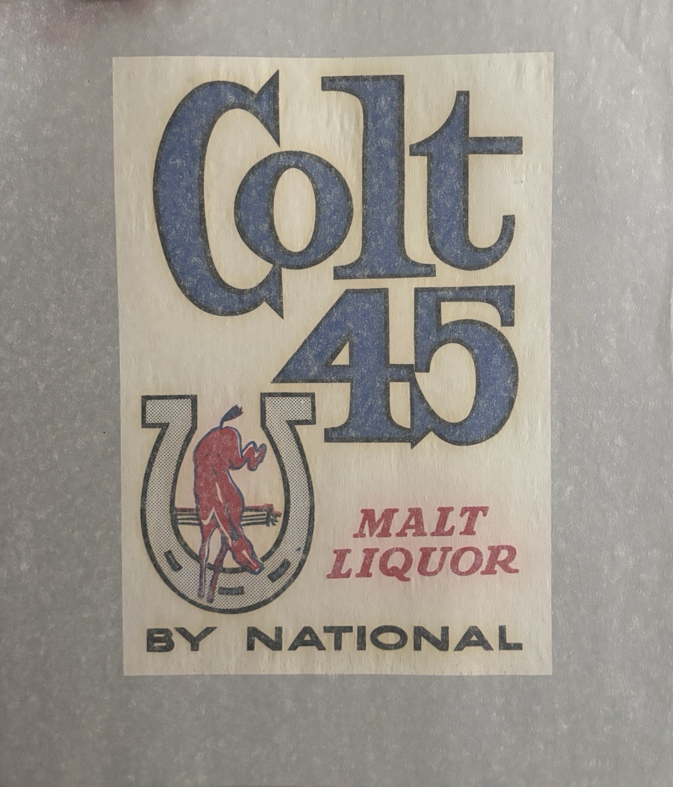 Original Vintage Colt 45 Malt Liquor By National Iron On Transfer