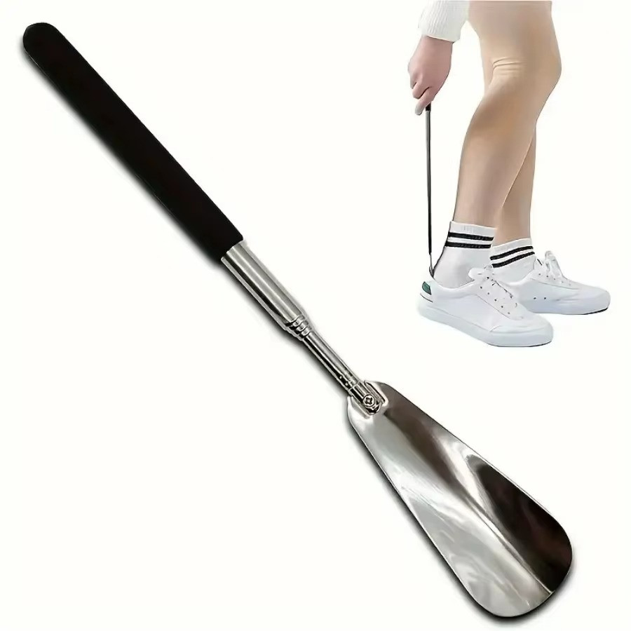 New Extra Long Handle Shoe Horn Stainless Steel Handled Metal Shoehorn Horns