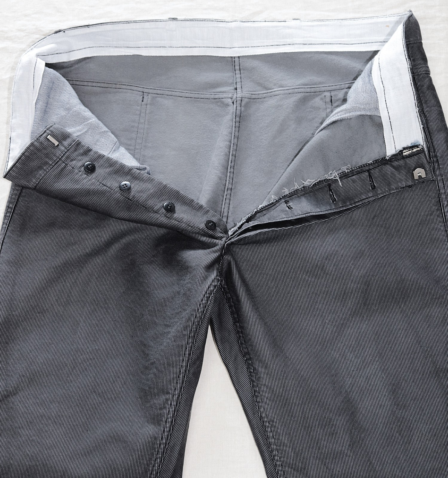 Vintage 1950s Grey Striped Moleskin Work Chore Peasant Pants W41 Made in France