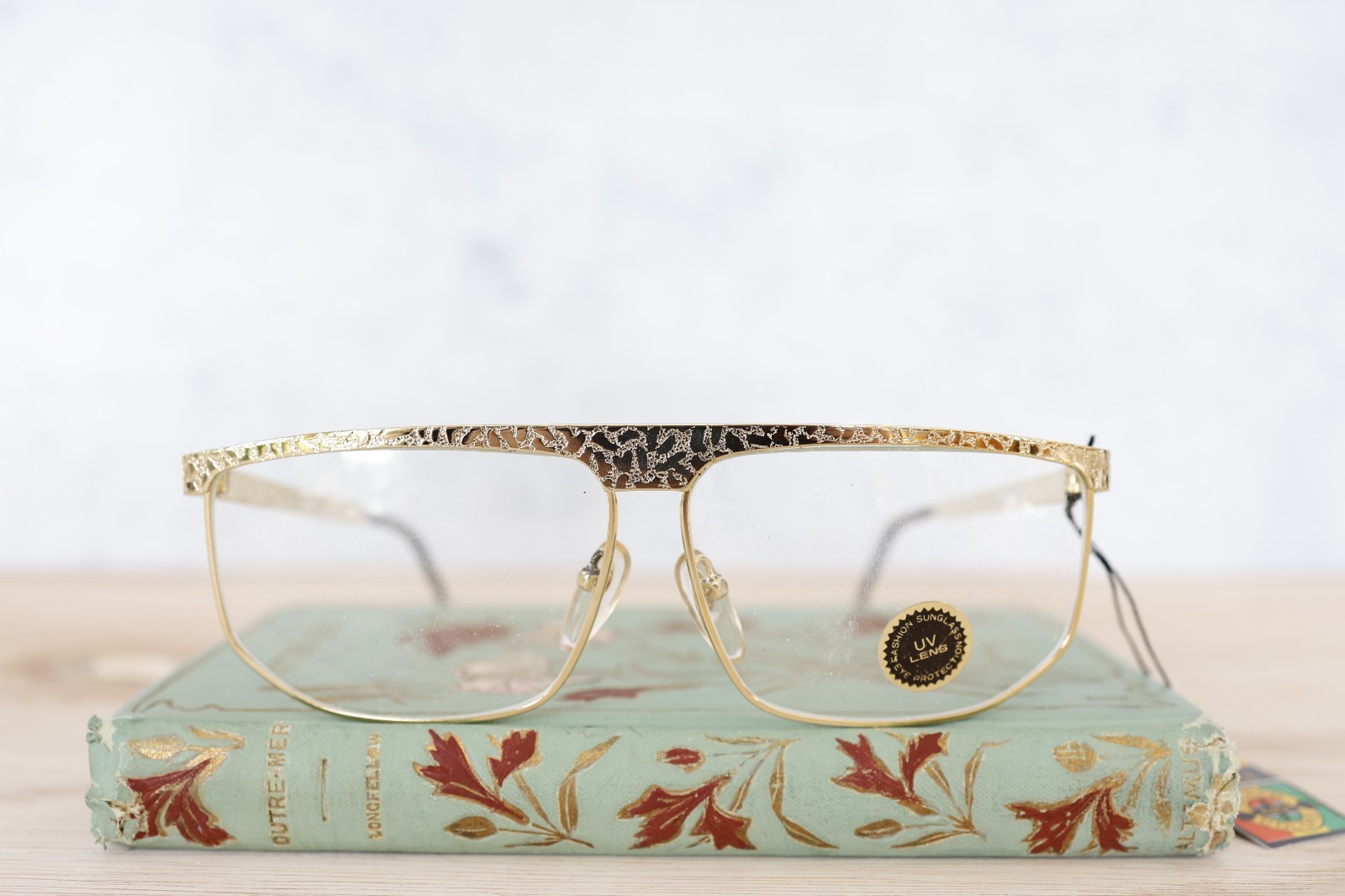 Vintage eyeglass 1980s Made In Korea NOS new old stock gold toned textured