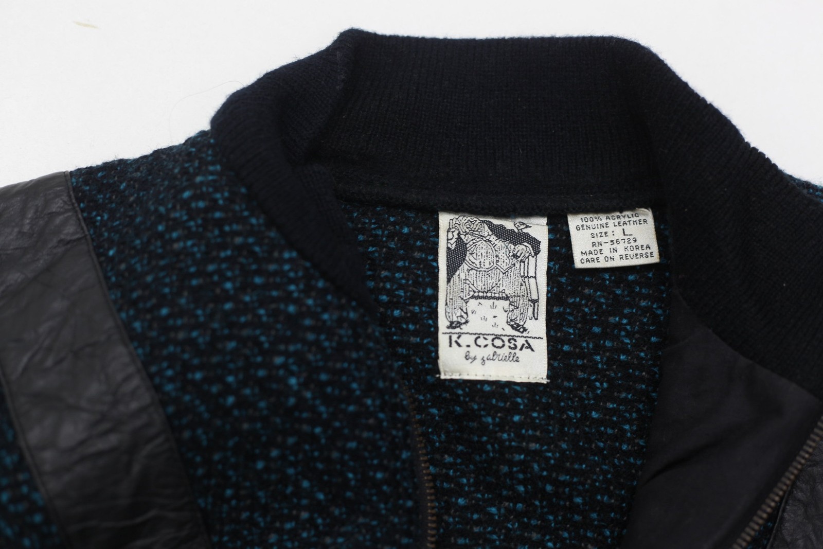 Vintage 80s Sweater Patchwork Leather Patterned Pullover KCOSA By Gabrielle
