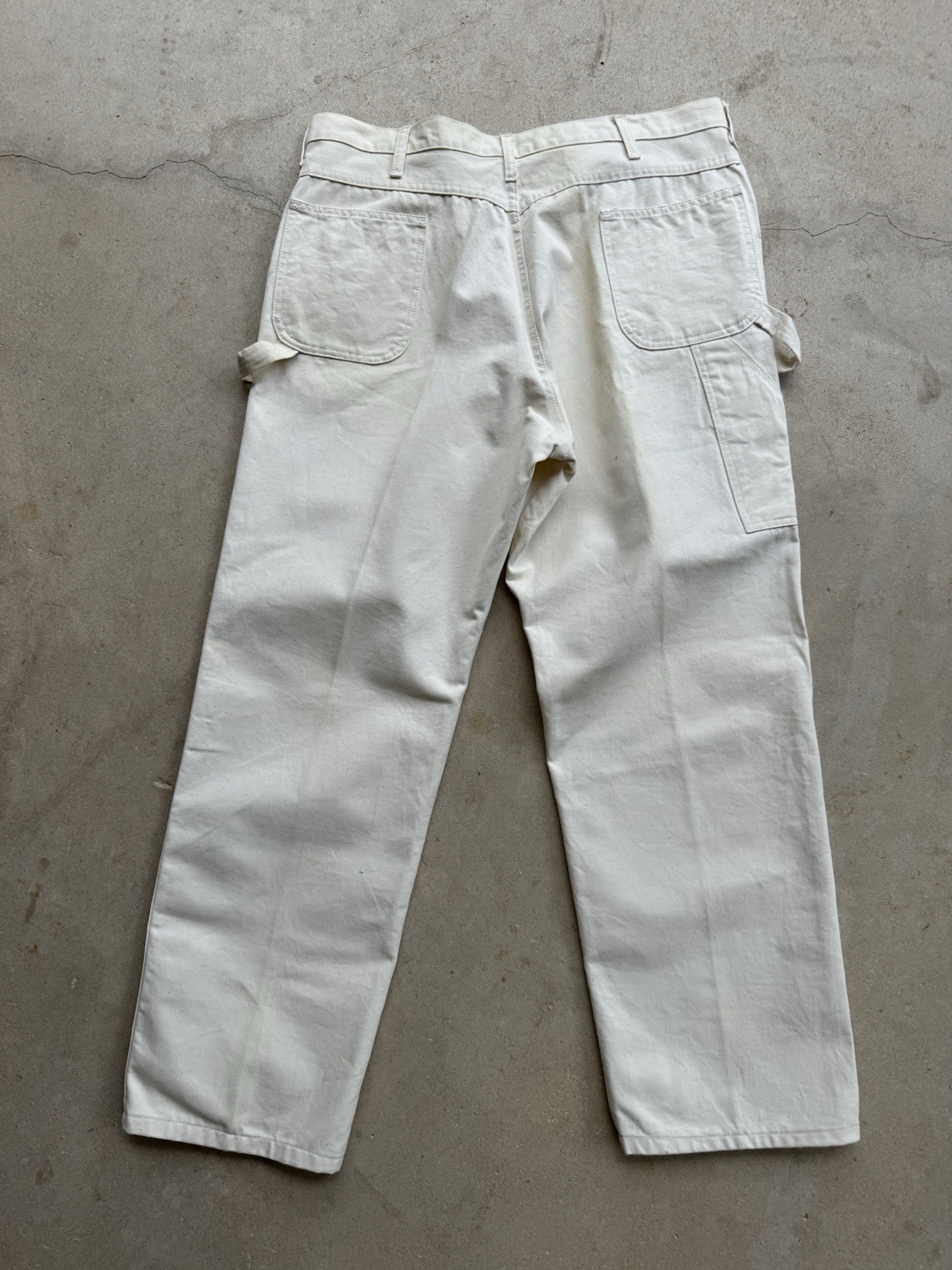 90s Vtg Dickies W 38 L 30 Carpenter Painter Off White Pants Work Cotton Natural
