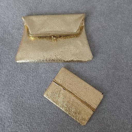 Duray Clutch Princess Gardner Clutch Tissue Kiss Lock Closure Gold Lame Set 3