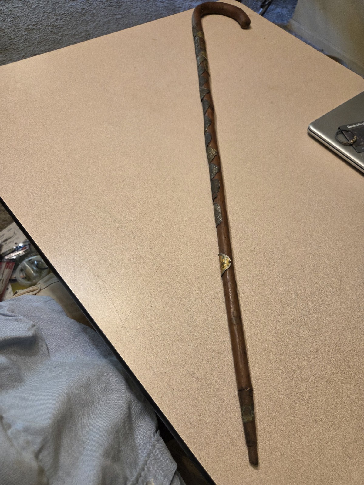 German Walking Stick Hiking Cane With 19 Metal Medallions Badges 36”