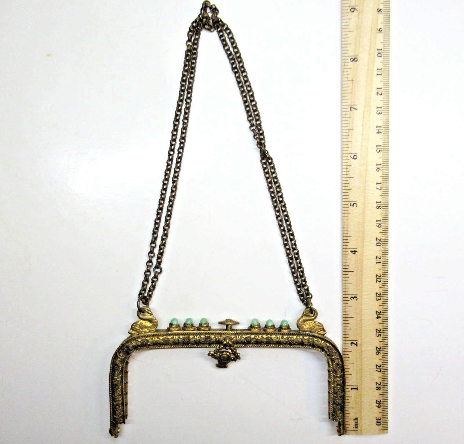 Antique Vintage Jewelled Purse Frame Green Jewels – SELLER PAYS US TARIFFS