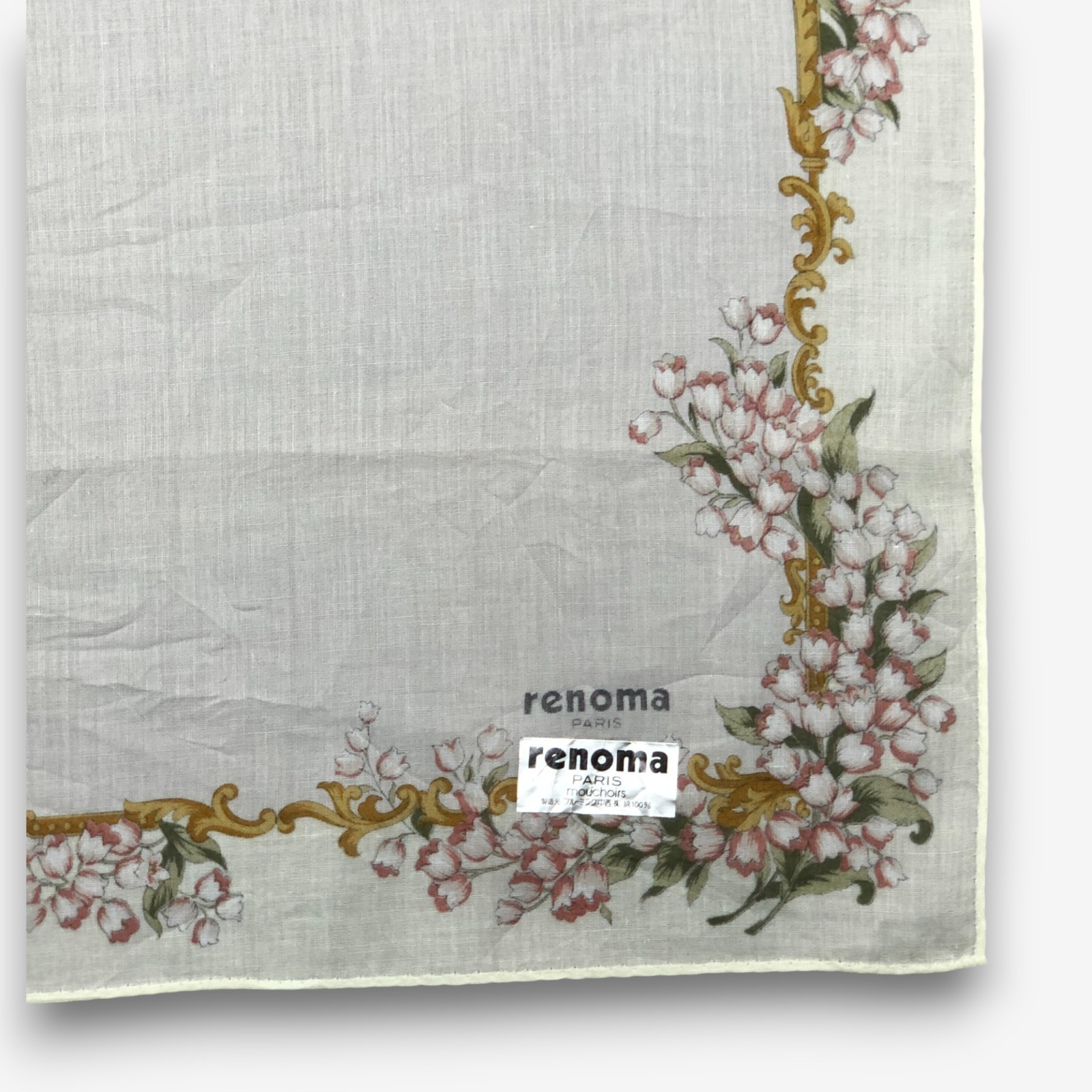 NWT Vintage Renoma Handkerchief Scarf Floral Luxury Neckerchief Square 17×16