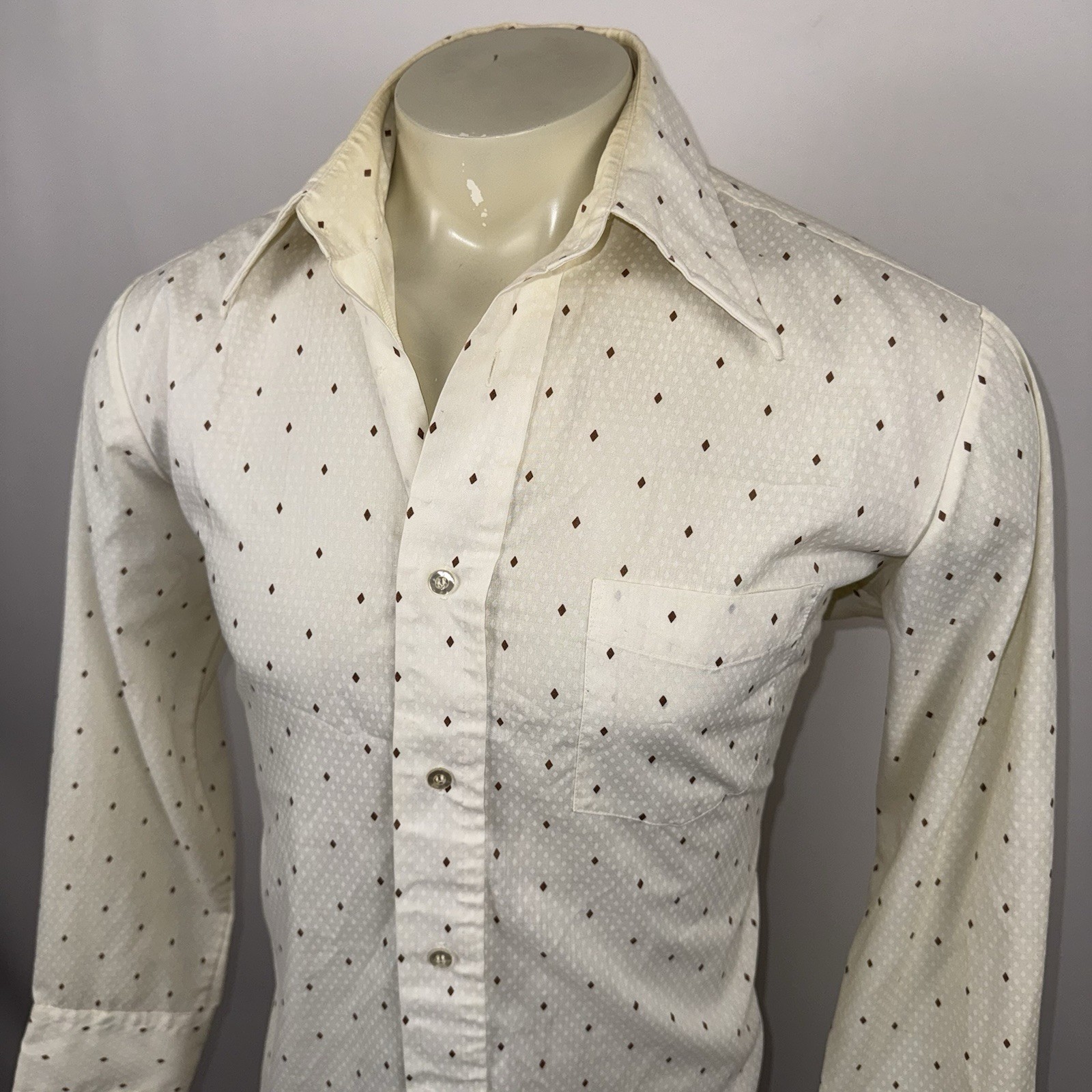 Vtg 60s 70s Mohawk Dress Shirt Hippie Disco Saturday Night Fever Mens 16 Large