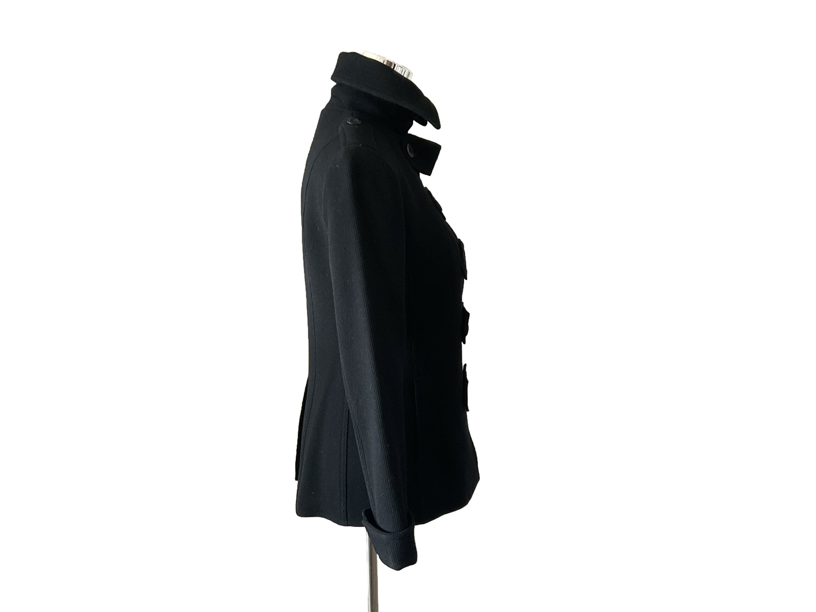 MOSCHINO JEANS Military Style Black Cashmere+Wool Lined High Collar Peacoat 8