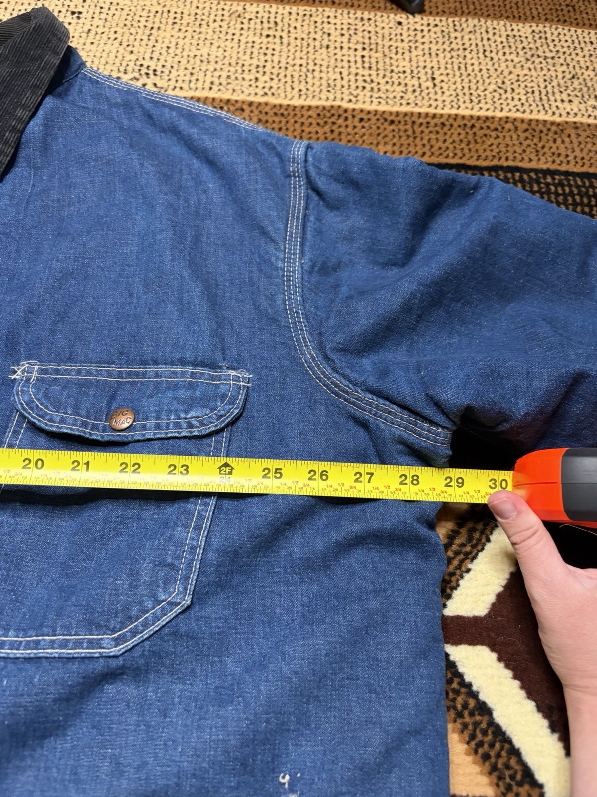 Vintage 60s Big Mac Sanforized Penneys Lined Denim Chore Coat Jacket Size XXL