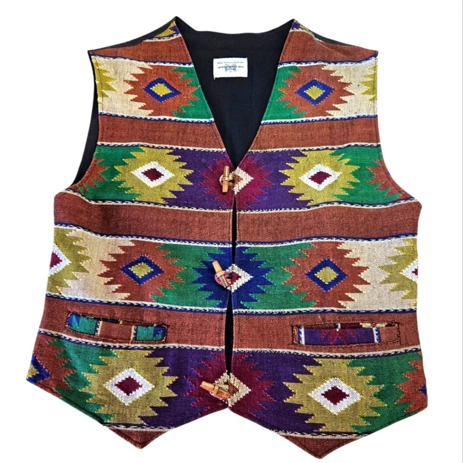 VINTAGE Southwestern Aztec Vest Museum of Fine Arts Boston MFA M