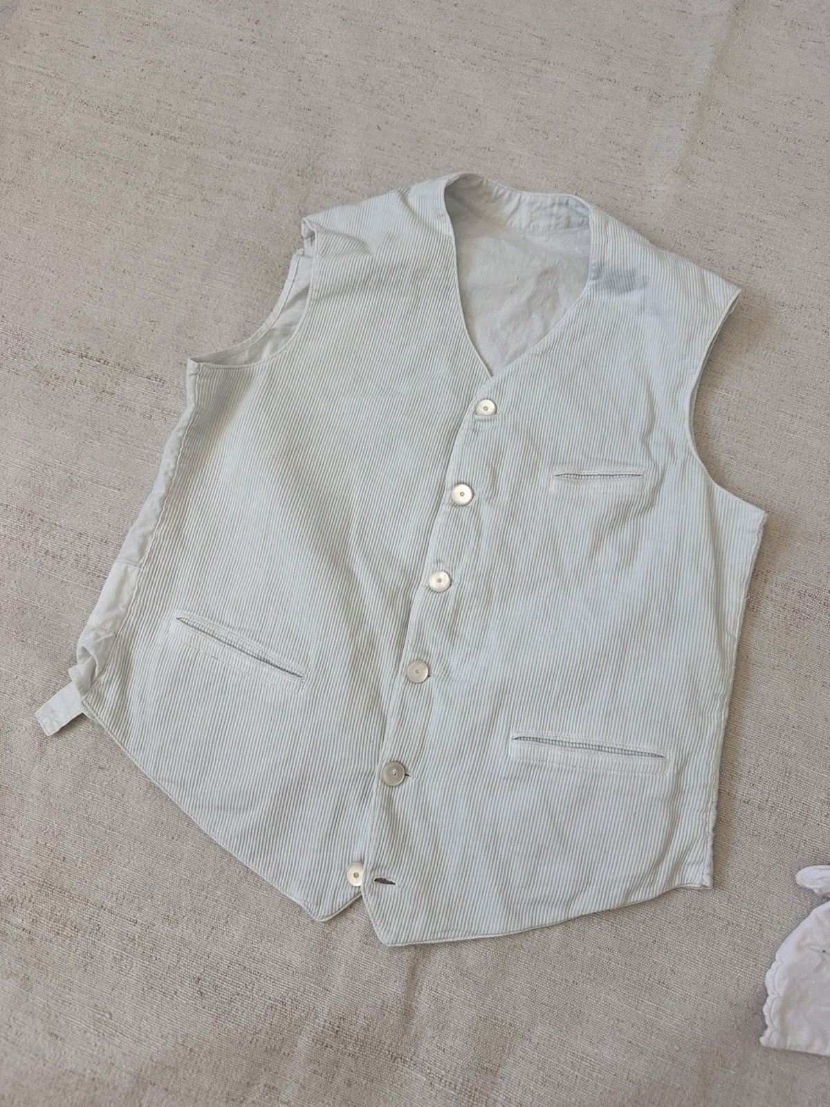 Lot Antique 1900s French Blouse Dress Vest White Cotton Resale Small Medium