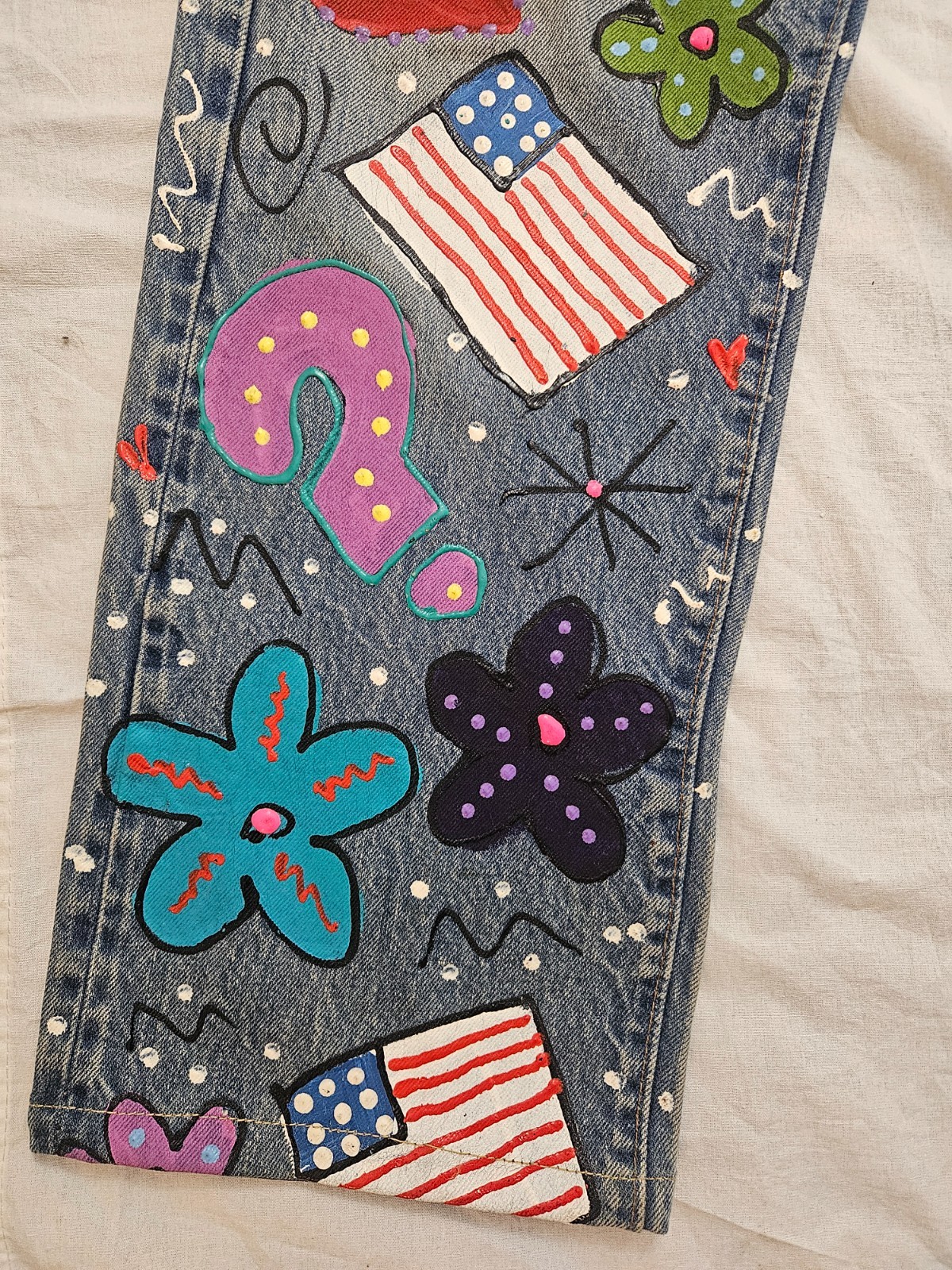 Original Leslie Hamel Hand-Painted Levi’s Jeans | Vintage 80s/90s | S 10