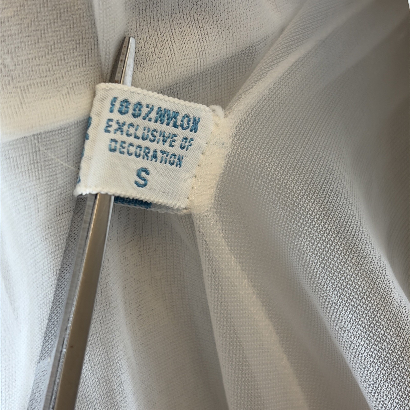 Vintage Kayser Peignoir Set White Nylon Lace Nightgown Robe USA Women’s S