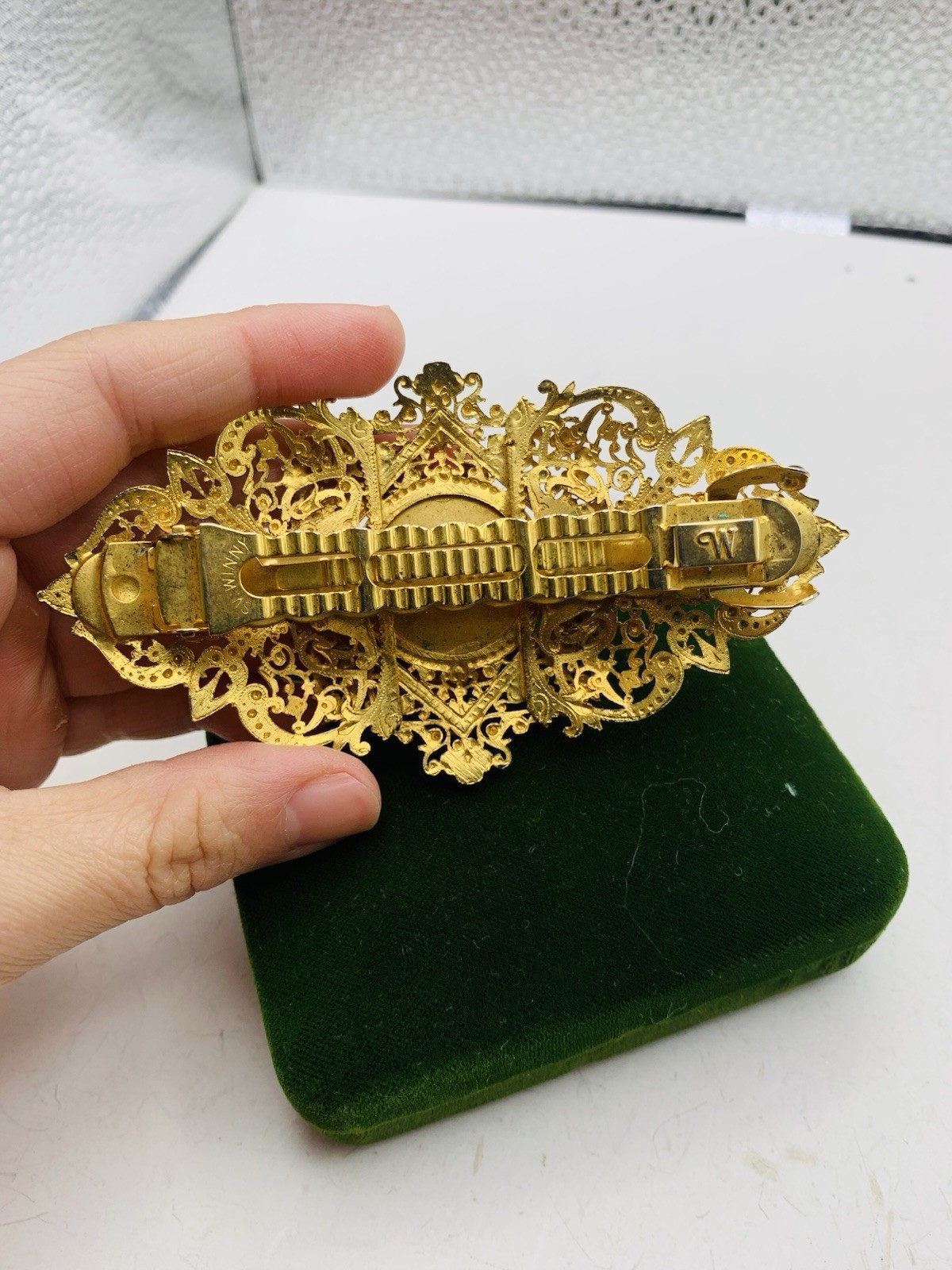 Vintage Gold Tone Renfaire Gothic Victorian Style Ornate Filigree Hair Barette
