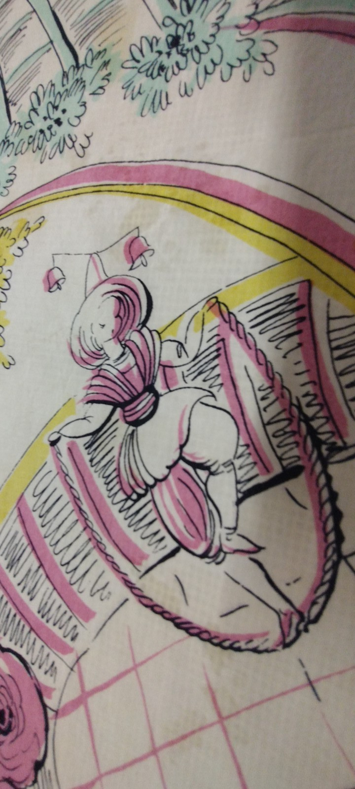 Vintage 30s 40s Scarf Dancer Spring Roses Parachute Fabric Rare Acetate Rayon