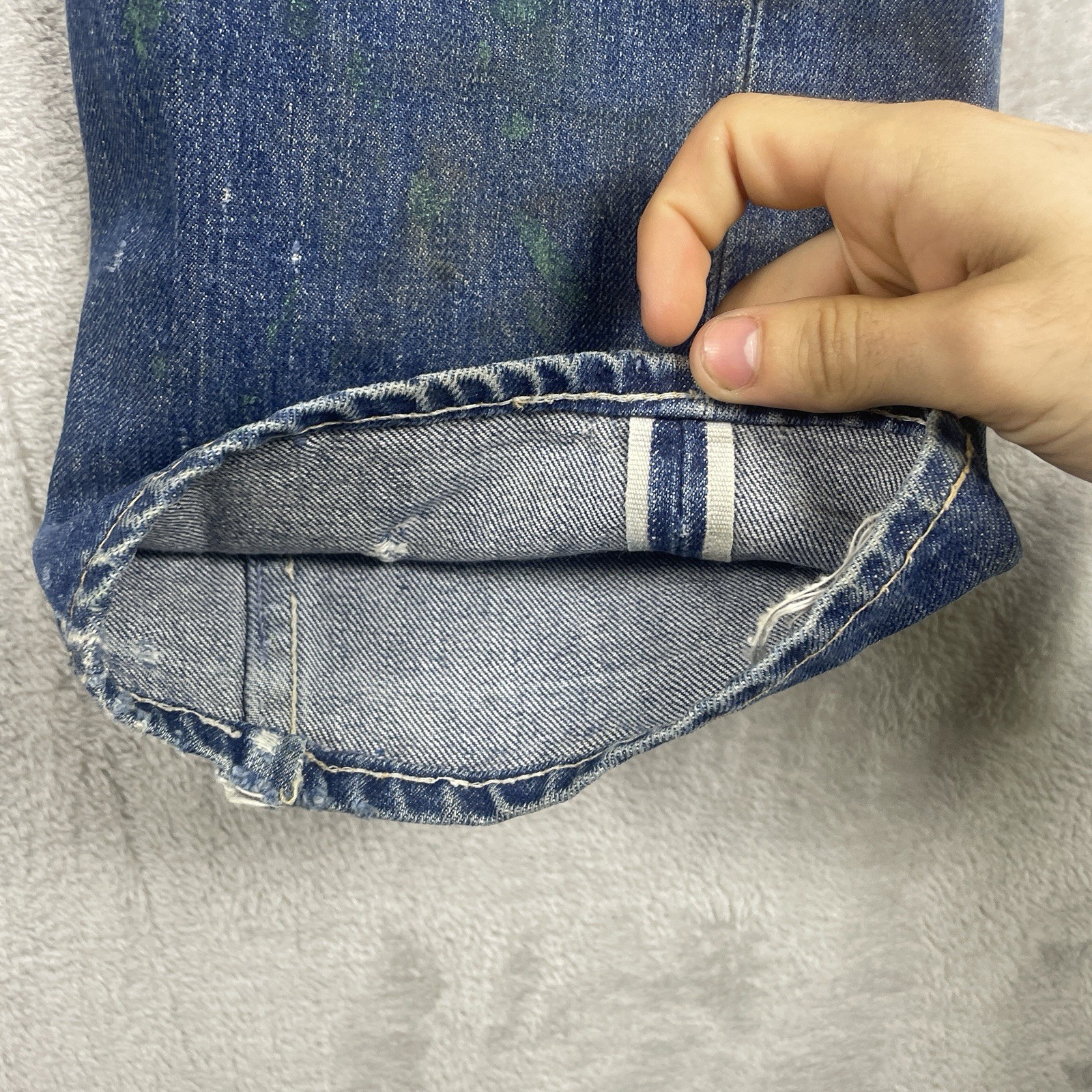 Vintage 50s Penneys Foremost Selvedge Denim Jeans Mens 32×28 Repaired 1950s Hole
