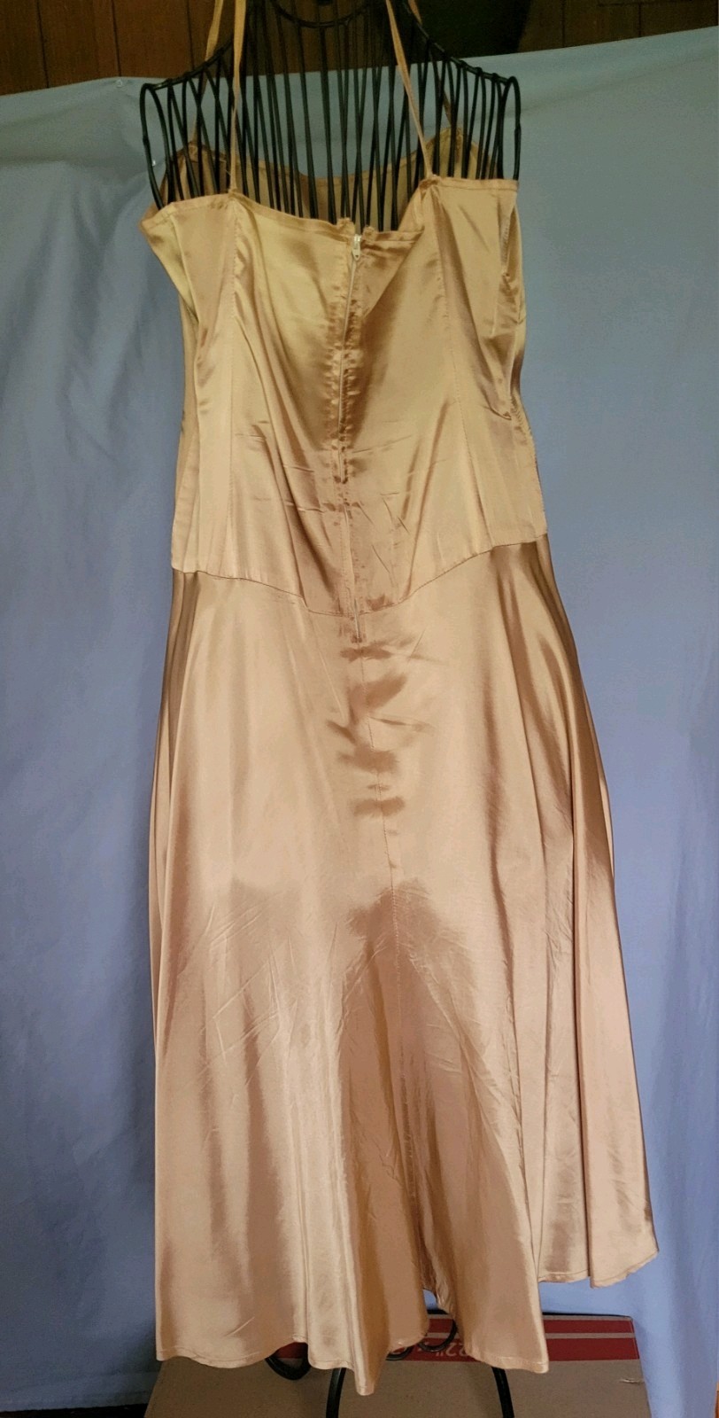 Vtg 80s Dress Sz 14 Sheer Chiffon Lace Prom, Cocktail, Formal Gown & Slip