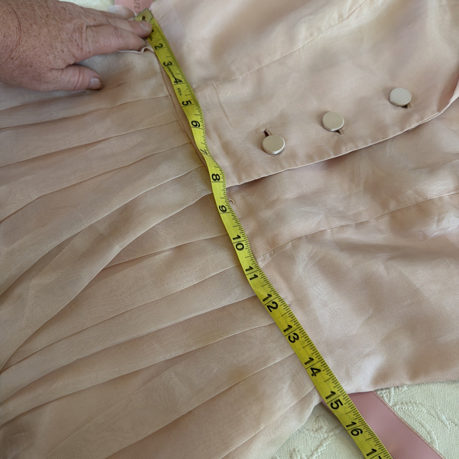 Vintage 1950s Elinor Gay Pink Chiffon Organza Button Up Belted Party Dress