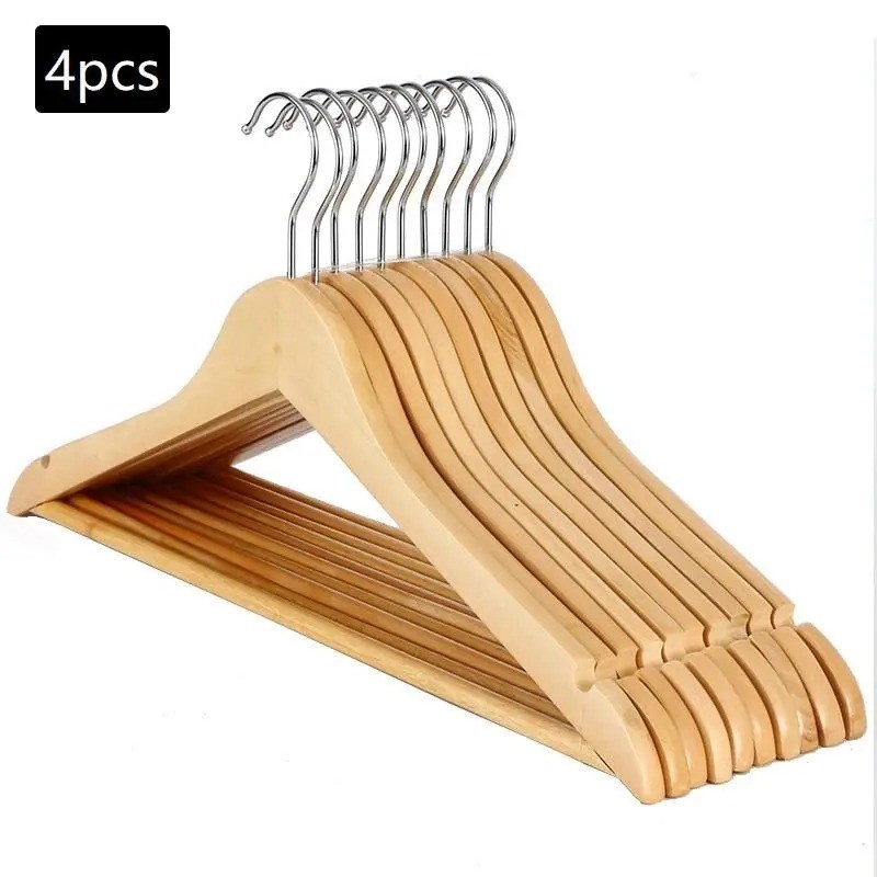 4 Vintage Setwell Wooden Clothes Hangers Heavy Duty No Slip Clothes Hangers Wood