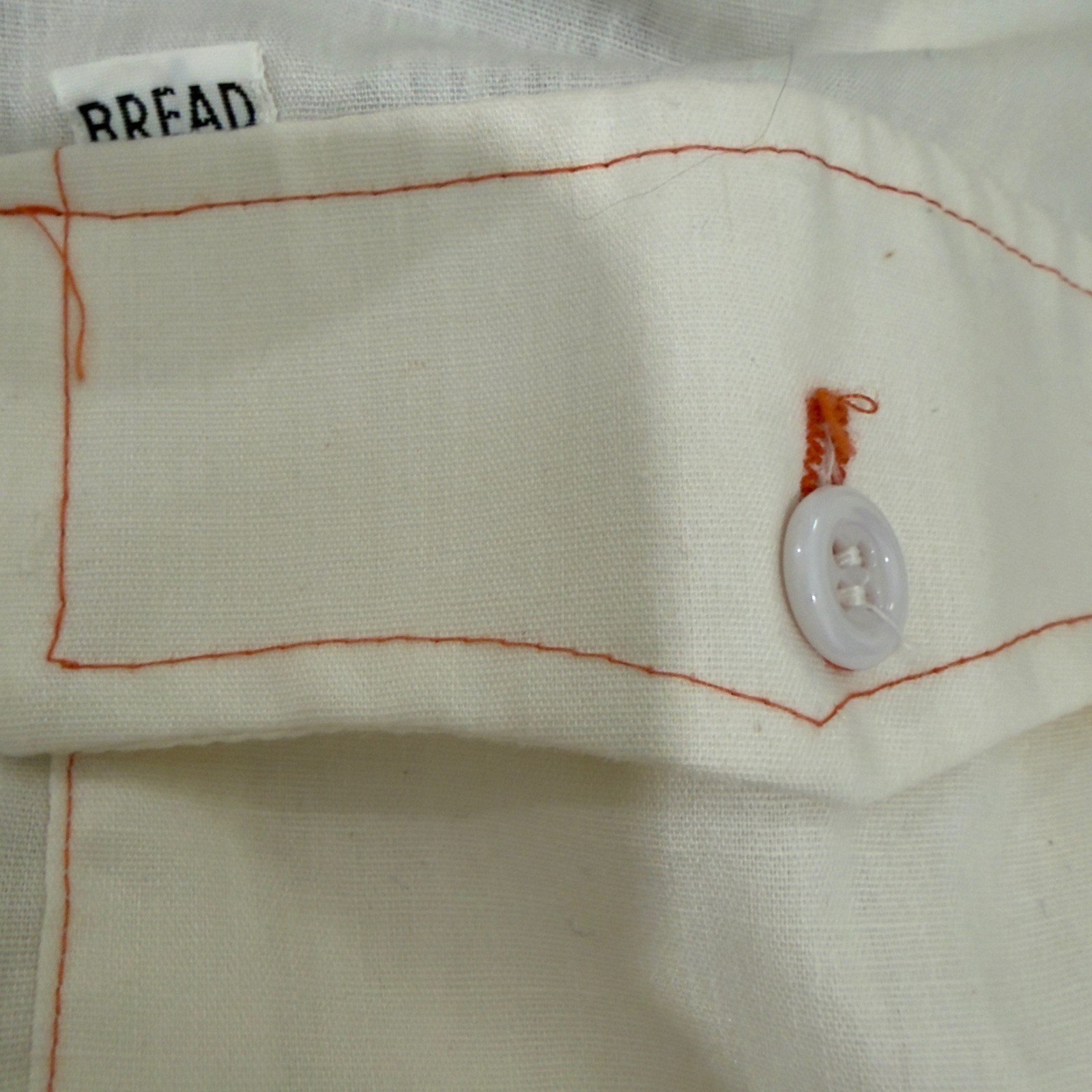 Vintage Bread 70s Cream Button Up Shirt Hand Embroidered Pirate Graphic Small
