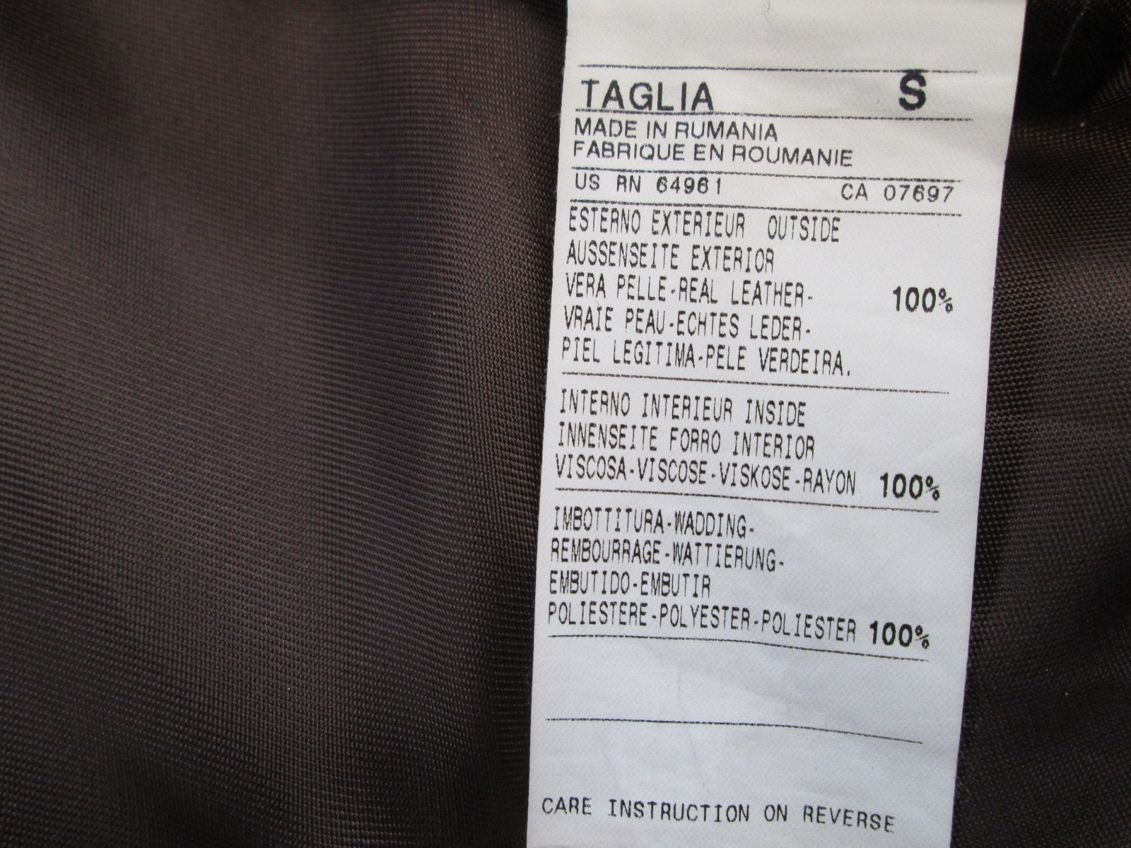Vintage benetton Brown leather Bomber Biker Cafe A2 Style Jacket sz S Excellent!