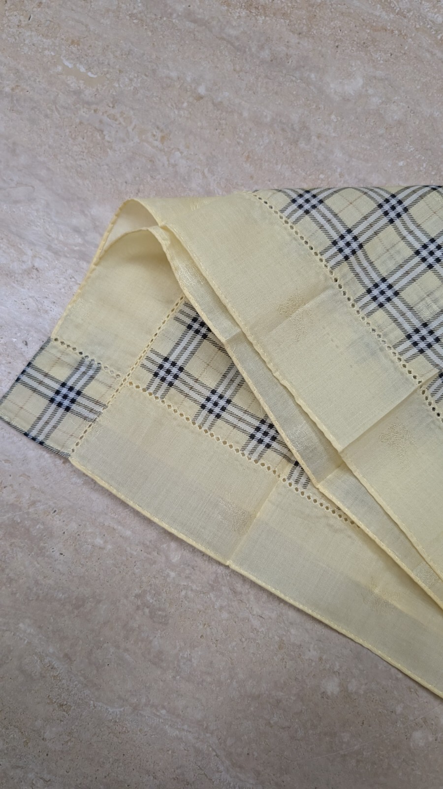 Burberry Vintage Cotton Handkerchief Check Yellow Blue 19 x 19 inches