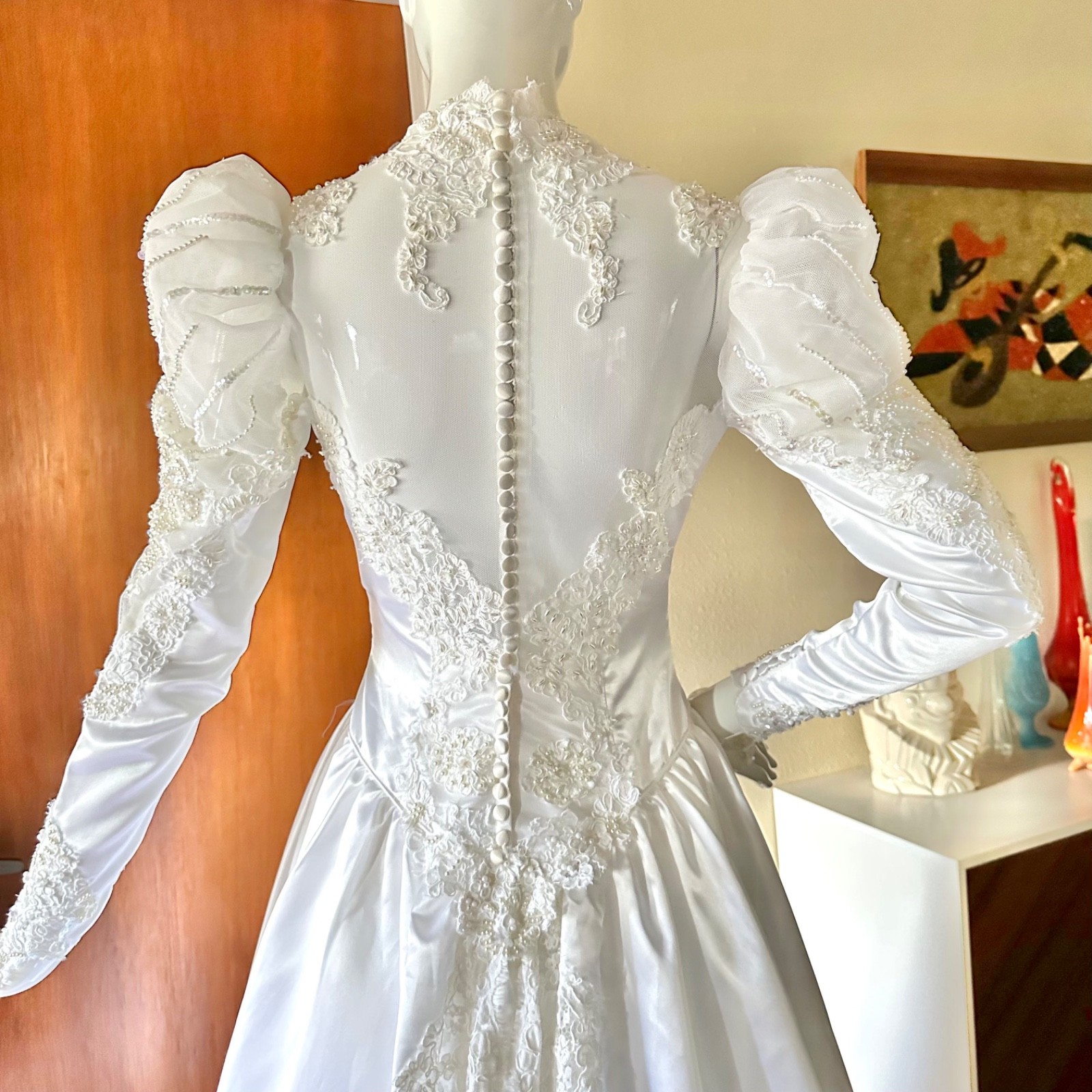 Vintage 1980s Romantic Eve of Milady Princess Wedding Gown Dress Long Train S
