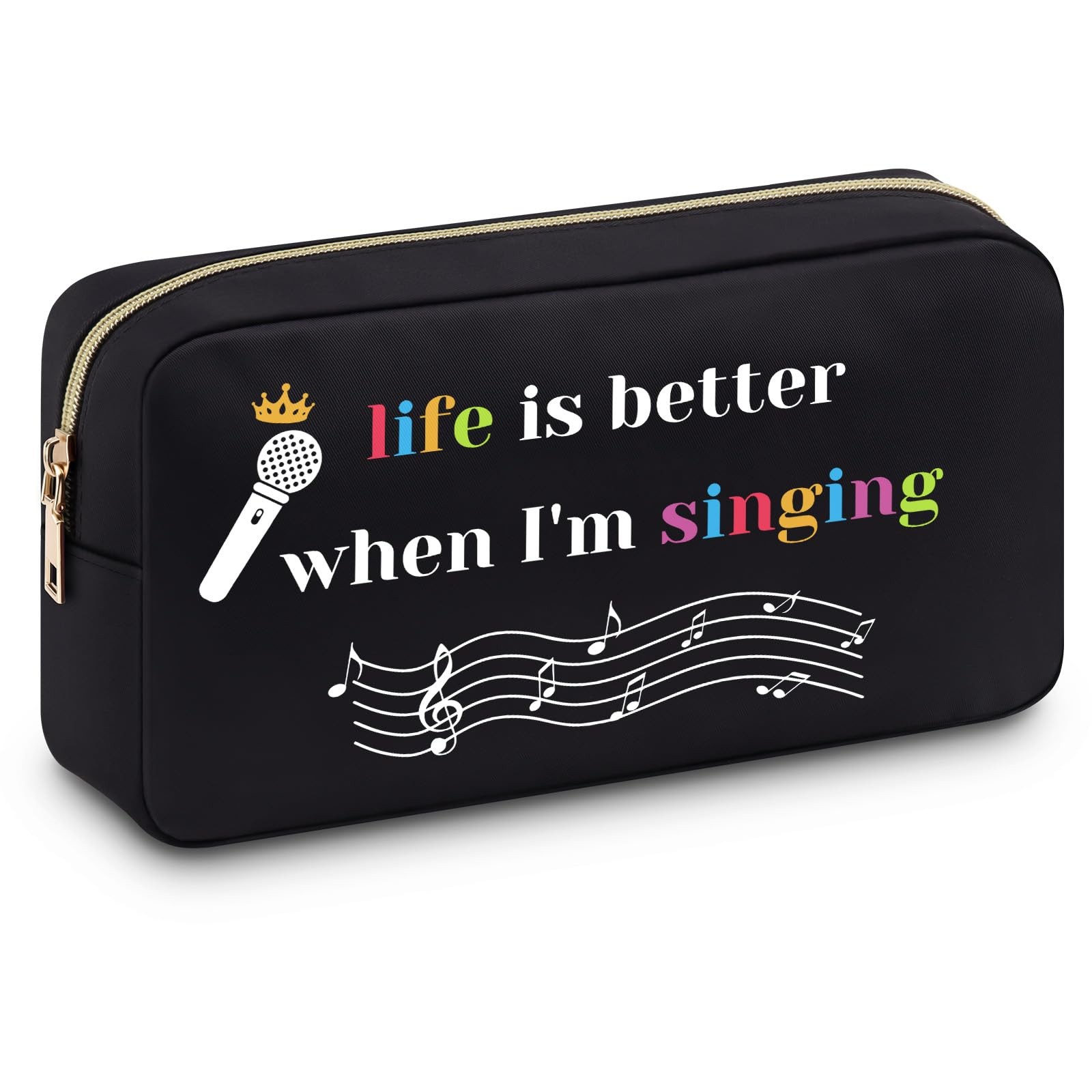 Singing Lover Gift Makeup Bag Music Lovers for Women Singer black