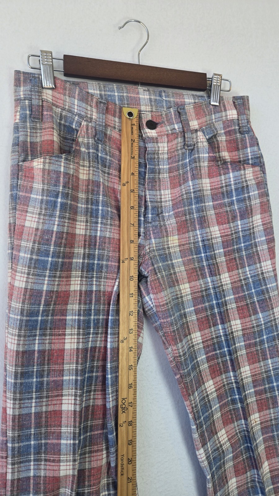 VTG Levi’s Plaid Disco Pants Mens 60s 70s Flare Leg Trousers