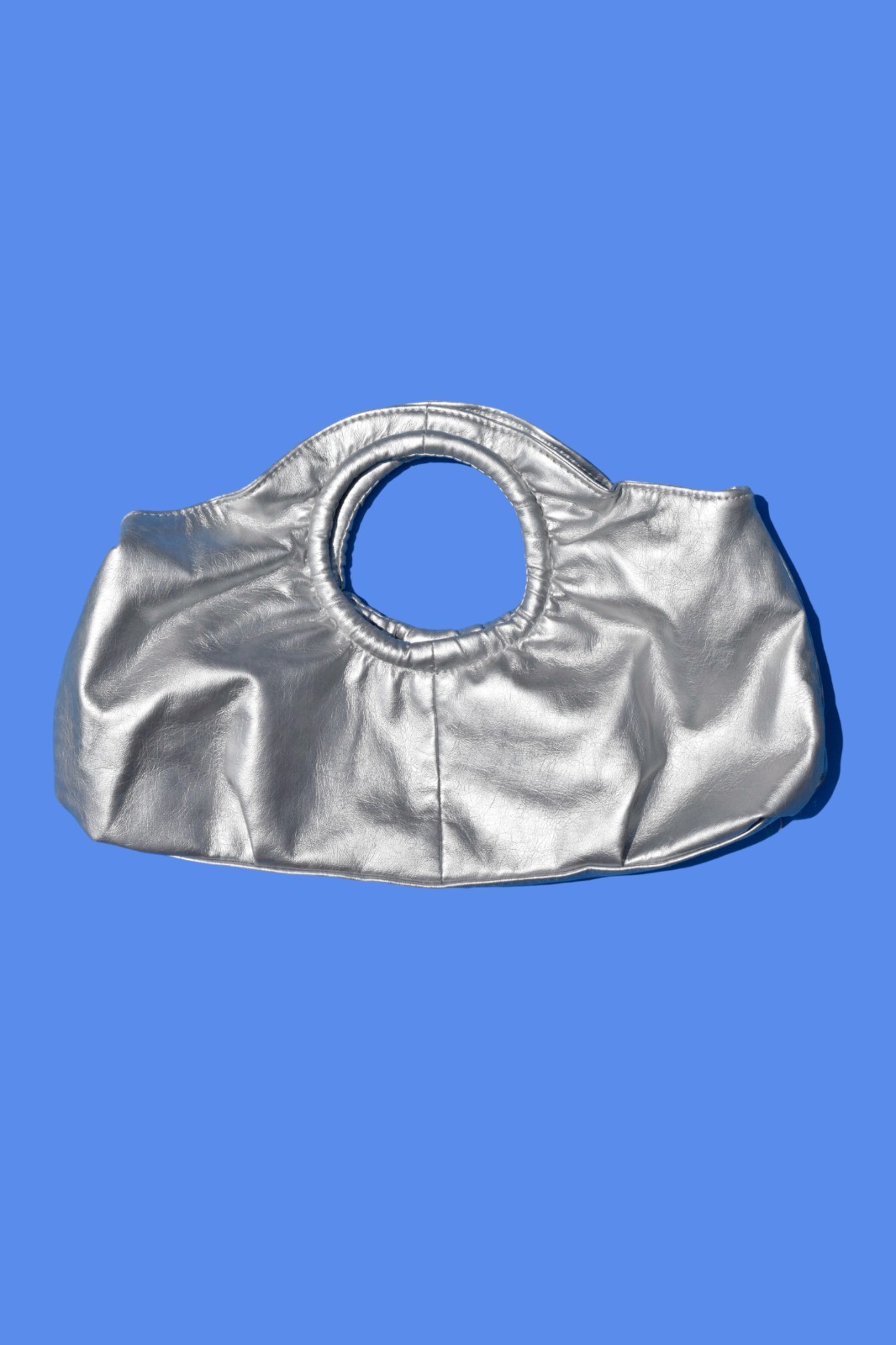 2000s Silver Metallic Slouchy Clutch Purse